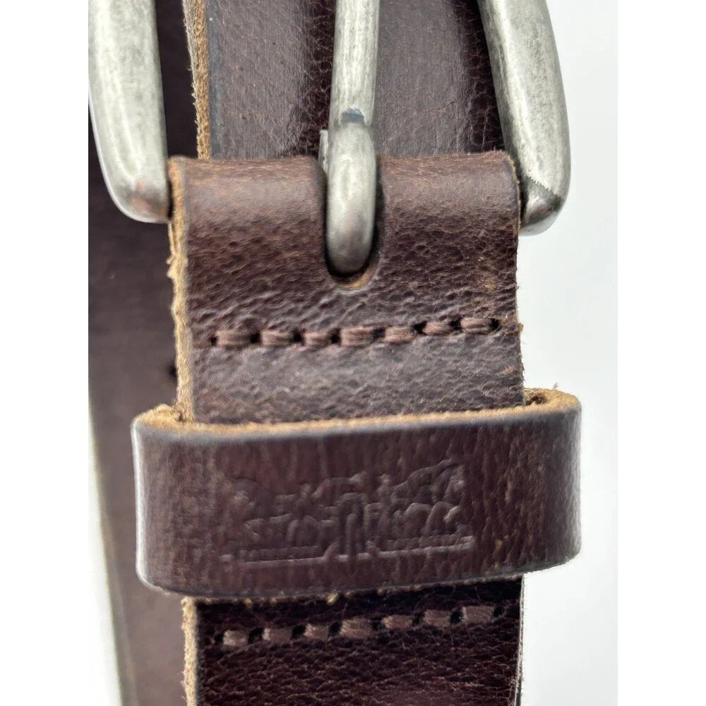 Levis Mens Brown Full Grain Bovine Leather Belt Silver Buckle 37-41in